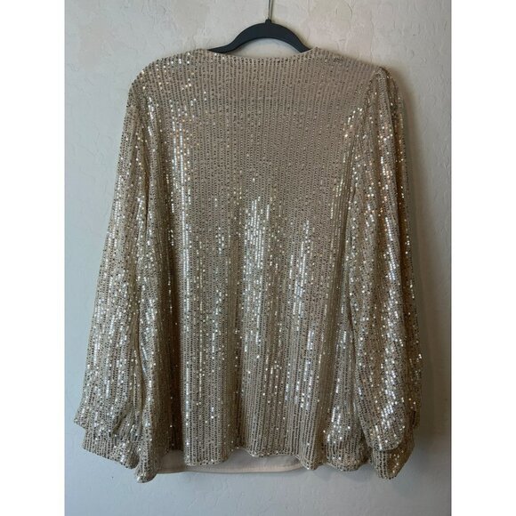 Women Unbranded Beige Sequin Top Keyhole Front Stretch Fully Lined Sz XL - Picture 4 of 6